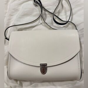 The Cambridge Satchel Company “Push-Lock” White Leather Crossbody Bag